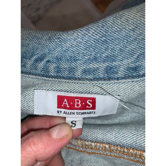 VINTAGE 90'S Y2K UNWORN ABS ALLEN SCHWARTZ BEADED DENIM JEAN JACKET - Picture 6 of 10